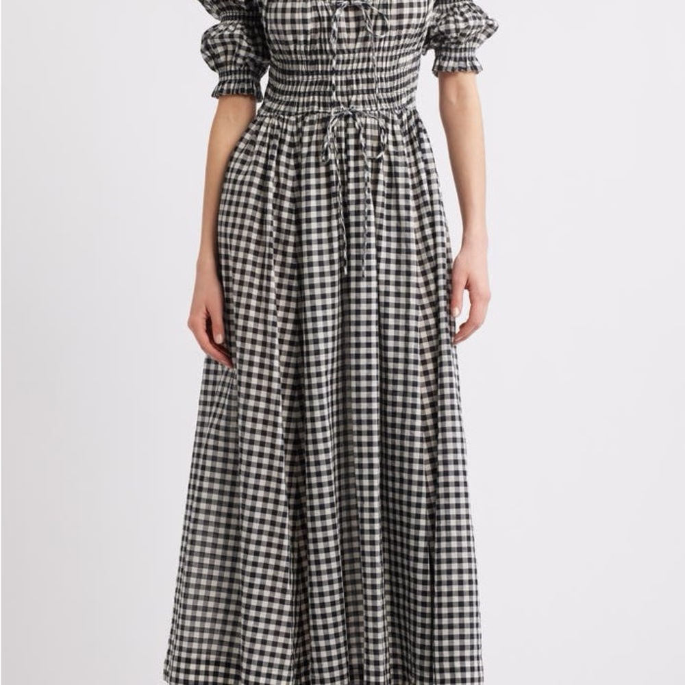 Doen Ischia Gingham Convertible Organic Cotton Maxi Dress size S